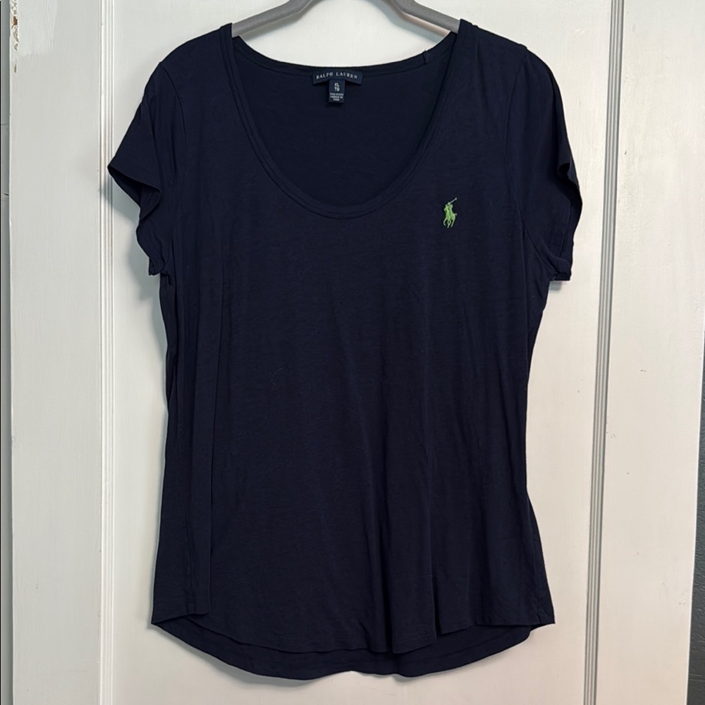 Ralph Lauren Women's Navy Blue Scoop Neck T-Shirt